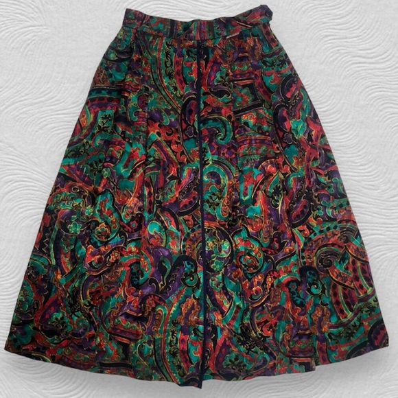 Geiger Skirts Vintage Geiger Floral Purple Red Pleated Wool Blend